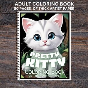 Pretty Kitty - Spiral Bound Adult Coloring Book - Thick Artist Pape…